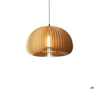 Fusion Suspension Rond en Bois Citrouille Pendentif Lumières - Créative Lustre Vintage Simple Lumière Suspendue - 1pcs Ø30cm