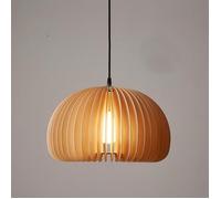 Fusion Suspension Rond en Bois Citrouille Pendentif Lumières - Créative Lustre Vintage Simple Lumière Suspendue - 1pcs Ø18cm