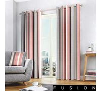 Fusion Whitworth Stripe Paire de Rideaux à œillets 100% Coton - Rose - 168 x 229 cm (l x H)