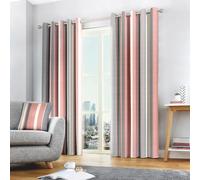 Fusion Whitworth Stripe Paire de Rideaux à œillets 100 pour cent Coton - Rose - Curtains: 90" Width x 72" Drop (229 x 183cm)