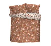 Fusion Woodland Dreams Parure de lit 52% Polyester recyclé 48% Coton Super King 260 x 220 cm, Naturel, Motif Floral, réversible, Orange