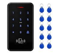 FusyTuly Kit Contrôle Accès RFID IP68 Extérieur Étanche Clavier 10 Clés | Coque ABS ignifugée, clavier tactile rétroéclairé bleu, sonnette filaire, alarme anti-arrachement, inclut 10 clés ID bleues