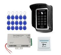 FUSYTULY Kit de Système de Contrôle d'accès de Porte Imperméable Clavier RFID Lecteur 125KHz + Alimentation DC12V 3A + Couvercle Imperméable + 15pcs Porte-clés, sans Serrures électriques