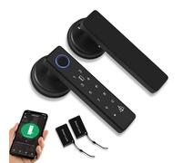 FUSYTULY Wifi Tuya Serrure de Porte Intelligente Serrure électronique Biométrique Empreintes Digitales 13.56MHz RFID Carte Sans PP Télécommande, Poignée de Serrure de Porte 5 en 1