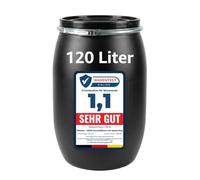 Fût à col large de 120 litres noir avec couvercle, anneau de serrage et joint, homologation ONU, fût en plastique HDPE, fût de couvercle, tonneau de stockage, tonneau de pluie, tonneau universel pour