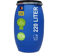 Fût à col large en plastique GRAF 220 litres bleu qualité alimentaire avec marquage UN