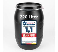 Fût à col large Plasteo 220 litres, noir, avec couvercle, anneau de serrage et joint, homologué UN, fût en plastique HDPE, fût à couvercle, fût de stockage, citerne d'eau de pluie