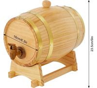 Fût de maturation en bois - Fût en bois de pin de 3 litres, idéal pour le whisky et le vin - Livré avec robinet et support - Parfait pour les amateurs de brassage et de cocktails - Produit naturel