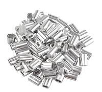 Futheda Lot de 100 manchons à sertir en aluminium avec double embouts/trous pour câble 1,5 mm Argenté