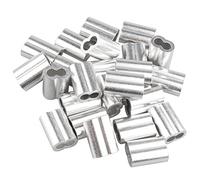 Futheda Lot de 25 pinces à sertir en aluminium avec double embouts/trous pour câble de 5 mm Argenté