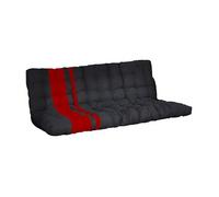 Futon 135 x 190 cm spécial banquette-lit ép.10cm - Noir et Rouge - MODULO