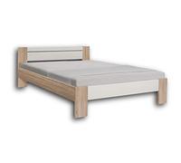 Futon élégant Stella Trading Vega 140 x 200 cm - Lit double confortable pour chambre de jeune, chêne Sonoma et blanc - 204 x 145 x 68 cm