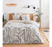 Future Home Parure de lit 3 pièces Adulte 2 Personnes en Coton 57 Fils imprimé Blanc Set de Housse de Couette 260x240cm +2 Taies d'oreiller 63x63 cm avec Fermeture Boutons