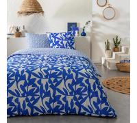 Future Home Parure de lit 3 pièces Adulte 2 Personnes en Coton 57 Fils imprimé Bleu Set de Housse de Couette 260x240cm +2 Taies d'oreiller 63x63 cm avec Fermeture Boutons