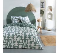Future Home Parure de lit 3 pièces Adulte 2 Personnes en Coton 57 Fils imprimé Vert Set de Housse de Couette 260x240cm +2 Taies d'oreiller 63x63 cm avec Fermeture Boutons