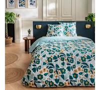 Future Home Parure de lit 3 pièces Adulte 2 Personnes en Coton 57 Fils imprimé Vert Set de Housse de Couette 260x240cm +2 Taies d'oreiller 63x63 cm avec Fermeture Boutons