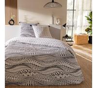 Future Home Parure de lit 3 pièces Adulte 2 Personnes Ethnique à Pompon Set de Housse de Couette 260x240cm +2 Taies d'oreiller 63x63 cm avec Fermeture Boutons