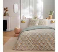 Future Home Parure de lit 3 pièces Adulte 2 Personnes Floral Charme rayé Set de Housse de Couette 260x240cm +2 Taies d'oreiller 63x63 cm avec Fermeture Boutons