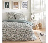 Future Home Parure de lit 3 pièces Adulte 2 Personnes Floral et Pois en Coton Set de Housse de Couette 260x240cm +2 Taies d'oreiller 63x63 cm avec Fermeture Boutons