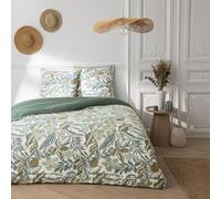 Future Home Parure de lit 3 pièces Adulte 2 Personnes imprimé végétal réversible Set de Housse de Couette 260x240cm +2 Taies d'oreiller 63x63 cm avec Fermeture Boutons