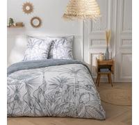 Future Home Parure de lit 3 pièces Adulte 2 Personnes végétal réversible en Coton Set de Housse de Couette 240x220cm +2 Taies d'oreiller 63x63 cm avec Fermeture Boutons