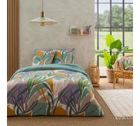 Future Home Parure de lit 3 pièces Adulte 2 Personnes végétal réversible Unie Set de Housse de Couette 240x220cm +2 Taies d'oreiller 63x63 cm avec Fermeture Boutons
