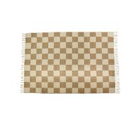 Future home Tapis déco damier à franges - 140x200 cm - Beige