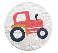 Future home Tracteur rond en coton tufté - 80x80 cm - Blanc