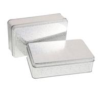 FUTUREORYY 2 Pièces Lot de Boîtes Rectangulaires Argentées 19 X 11 Cm avec Couvercles Hermétiques, Boîtes de Rangement Polyvalentes pour Biscuits, Petits Objets et Cadeaux, Cuisine et