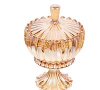 FUTUREORYY Bocal en Verre Ambré avec Couvercle Transparent, Boîte de Rangement pour Bijoux et Bagues, Design Élégant, Cuisine et Hôtels