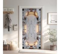 Futuriste Sticker Mural, Sci-Fi Autocollants De Porte Muraux Décoration Poster Mural 80x200 cm, Vaisseau Spatial Stickers de Porte Imperméable Vinyle