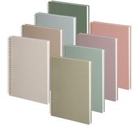 Fuutreo Lot de 8 carnets à spirales à couverture rigide A5 14,5 x 21,6 cm, 80 feuilles/160 pages, papier ligné avec couverture imperméable pour fournitures de bureau, école, travail (Morandi neutre)