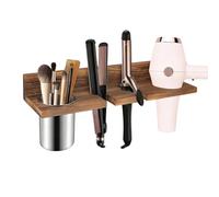 Fuuxtci Range-sèche-Cheveux Support Mural de Rangement en Bois rétro 4 en 1