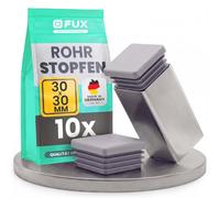 FUX Lot de 10 Bouchons pour Tubes carrés, 10x10mm-120x120mm, différentes Couleurs, Patin Chaise, Patin Meuble, Protection Pied de Chaise, Embout pour Tube (Dimension extérieur: 30x30x1,5-2mm, Gris)