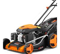 FUXTEC 4en1 Tondeuse Thermique Démarrage Électrique FX-RM5196eS - Largeur de Coupe 51cm, Système autotracté, Fonction Mulching, Réglage Central de la Hauteur de Coupe, 60L Bac de ramassage