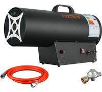 FUXTEC Chauffage à gaz GH51 Chauffage radiant à gaz réglable 50kW avec thermostat Chauffage de chantier/gaz 650 m³/h Débit d'air Chauffage à air pulsé avec détendeur & protection contre la surchauffe