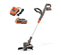 FUXTEC Coupe-Bordures sans Fil 20V FX-E1RT20PROSET avec Batterie 2 Ah et Chargeur • Débroussailleuse électrique • Largeur de Coupe 28 cm • Manche télescopique • 2 Vitesses • Tête pivotante 90°