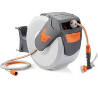 FUXTEC Dévidoir Automatique FX-WSA20-20 m de Tuyau d'Arrosage ½ Pouce - Enrouleur De Tuyau Pour Montage Mural Avec Douchette Et Raccords - Pivotant à 180° (65x29x46 cm)