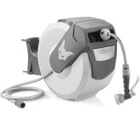 FUXTEC Dévidoir Automatique FX-WSA20G - 20 m de Tuyau d'Arrosage ½ Pouce - Enrouleur De Tuyau Pour Montage Mural Avec Douchette Et Raccords - Pivotant à 180° (65x29x46 cm)