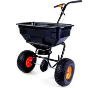 FUXTEC Epandeur FX-GS56 - 56Kg | 3,65m de largeur d'épandage | pour grandes surfaces | Epandeur de sel avec roues 12x3 pouces | Epandeur de semences