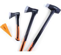 FUXTEC Set de hache 4 pièces | 1 x hache 600g - 360mm | 1 x hache 1.000g - 690mm | 1 x hache à fendre 3.000g - 910mm | in renade à fragmentation 1.800g | FX-AX4