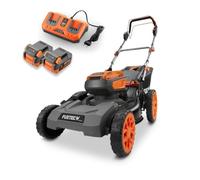 FUXTEC Tondeuse FX-E2RM46PROSET • Autotractée 40V Coupe 46cm sans Fil | Traction variable réglable • Hauteur dix paliers 25-100mm • Mulching bac cinquante litres • Deux batteries chargeur