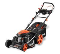 FUXTEC Tondeuse Thermique autotractée FX-RM5396eSPRO, Démarrage Électrique, Vitesse Réglable, Éjection latérale, Largeur De Coupe 53cm, Mulching, Hauteur 25-75mm, Bac Ramassage 70L