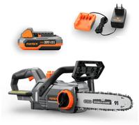 FUXTEC Tronçonneuse à chaîne sans fil FX-E1KS20 SET 1 - 20V | Longueur du guide 25 cm | 3,4 Kg | 5m/s | 40 maillons de transmission | avec batterie 2Ah | avec chargeur 1A