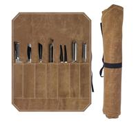 fuxunamz Malette Couteaux Professionnel, Malette Cuisine avec 7 Compartiments, Etui Couteau Professionnel Toile Imperméable Portable pour le Camping et la Randonnée, Cadeau pour le Chef Cuisinier