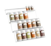 Fuxunamz Rangement Épices Cuisine Étagère Acrylique Transparente pour Tiroirs, 4 Pièces Combinables Étiquetées