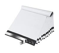 Fuxury Lot de 100 enveloppes d'expédition en plastique autocollantes pour vêtements, livres, accessoires, entreprise, 25,4 x 33 cm, blanc