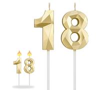 Fuyamp Bougie Anniversaire 18 Ans Fille Garçon, 3D Chiffre 18, Bougie Numéro 8, Paillettes Gâteau Topper