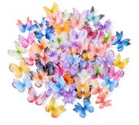 FuYelng 100 Pièces 50 Sortes 3D Papillon Decoration avec Diamant, | Papillons Decoratifs Organza Stickers Muraux Decoration Chambre Fille, pour DIY Pince Cheveux Cartes Vœux Fond Photo Etc
