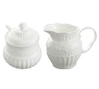 FUYU Ensemble pot à crème et sucrier en céramique blanche en relief